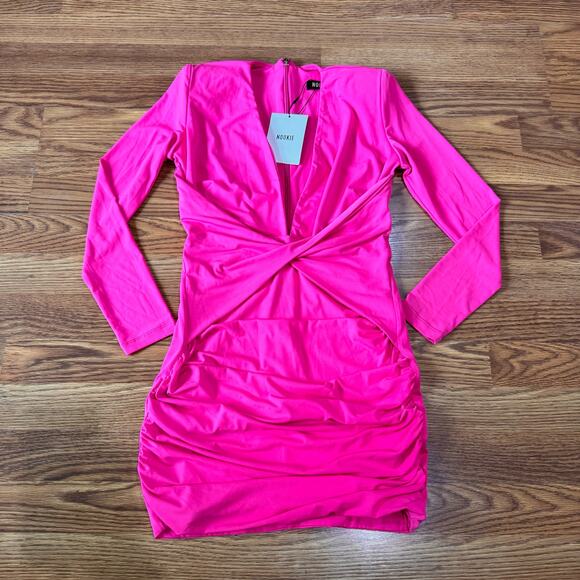 Nookie mini bodycon Envy Neon Pink Mini Dress size XL - Picture 3 of 14